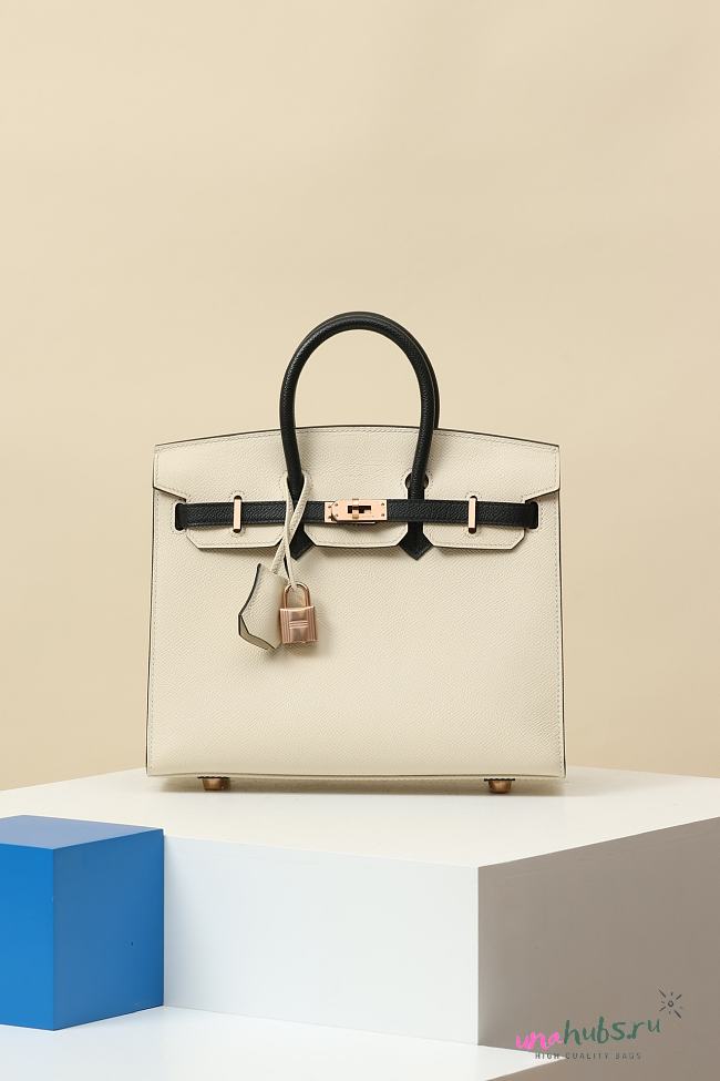 Hermes Birkin Epsom Black & White Bag 25cm - 1