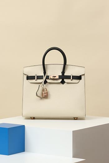 Hermes Birkin Epsom Black & White Bag 25cm