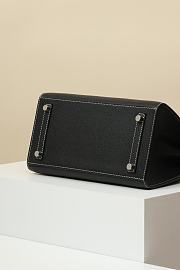 	 Hermes Birkin Epsom Black With White Stitiching Bag 25cm - 5