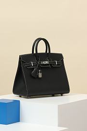	 Hermes Birkin Epsom Black With White Stitiching Bag 25cm - 4