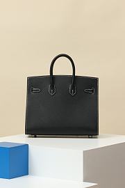	 Hermes Birkin Epsom Black With White Stitiching Bag 25cm - 2