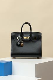 Hermes Birkin 25cm Black Swift Leather Bag - 1