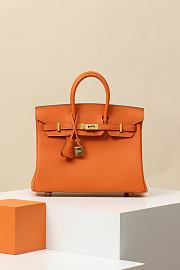 Hermes Birkin 25cm Orange Togo Leather Bag - 2