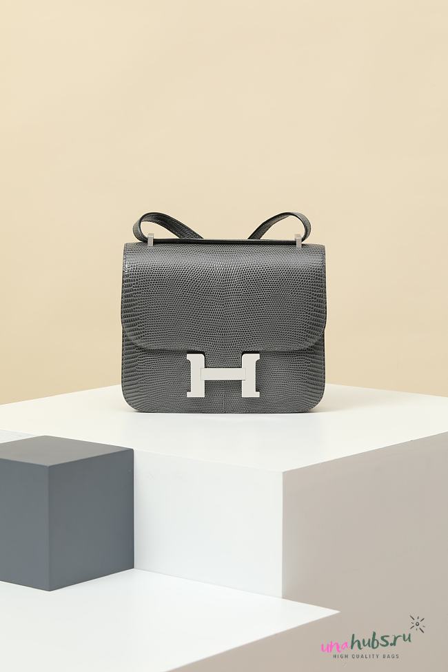 Hermes Constance Grey Lizard Bag - 19x15x5cm - 1