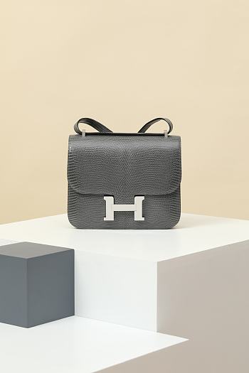Hermes Constance Grey Lizard Bag - 19x15x5cm