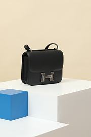 Hermes Constance Mini 19 shoulder bag in Black Monsieur leather with Lizard Palladium hardware - 5