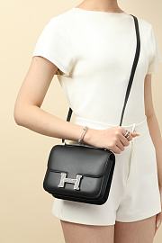 Hermes Constance Mini 19 shoulder bag in Black Monsieur leather with Lizard Palladium hardware - 2