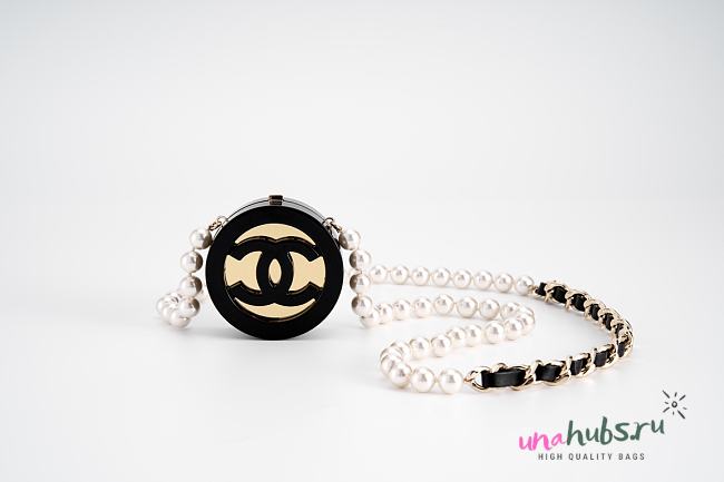 Chanel Long Necklace   Metal, Resin, Glass Pearls & Lambskin  Gold, Black & Pearly White - 1