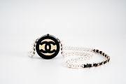 Chanel Long Necklace   Metal, Resin, Glass Pearls & Lambskin  Gold, Black & Pearly White - 1
