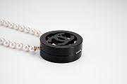 Chanel Long Necklace   Metal, Resin, Glass Pearls & Lambskin  Gold, Black & Pearly White - 6