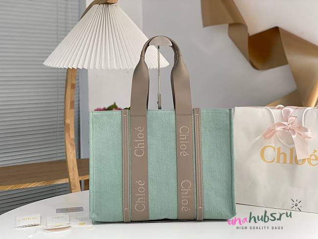 Chloe Woody Tote Bag In Linen  45*33*13cm - 1