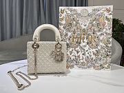  Dior Mini Lady Bag Rose Des Vents Cannage Calfskin Embroidered with Resin Pearls - 2