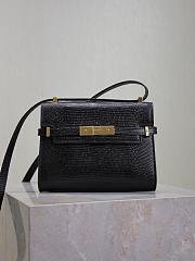 YSL Manhattan embossed shoulder bag in black lizard leather - 1