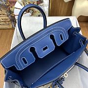 Hermes Birkin 25 Ghillies Blue de Prusse Toile - 5
