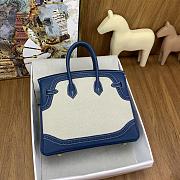 Hermes Birkin 25 Ghillies Blue de Prusse Toile - 4