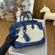 Hermes Birkin 25 Ghillies Blue de Prusse Toile - 3