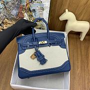 Hermes Birkin 25 Ghillies Blue de Prusse Toile - 2