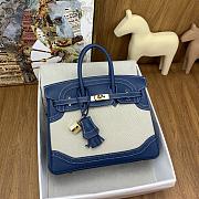 Hermes Birkin 25 Ghillies Blue de Prusse Toile - 1