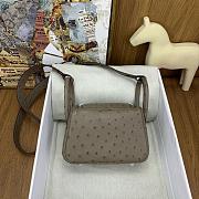Hermes Mini lindy brown ostrich leather - 4