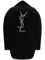 YSL cotton velvet oversized navy coat - 1