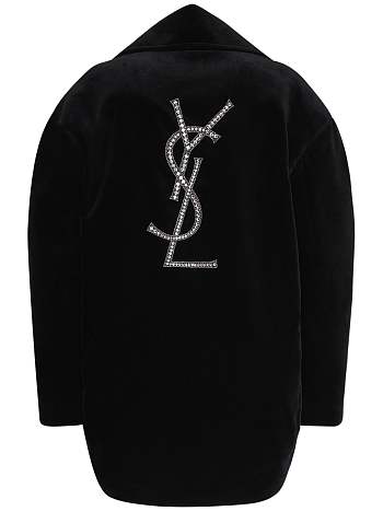 YSL cotton velvet oversized navy coat