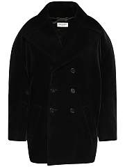 YSL cotton velvet oversized navy coat - 6