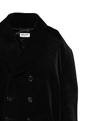 YSL cotton velvet oversized navy coat - 4