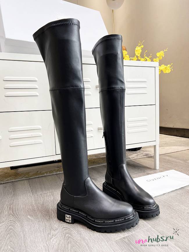 Givenchy Black Leather Over High knee boot - 1