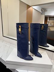 Givenchy Shark Lock boots in leather petrol blue gold hardware - 1