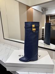 Givenchy Shark Lock boots in leather petrol blue gold hardware - 4