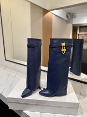 Givenchy Shark Lock boots in leather petrol blue gold hardware - 3