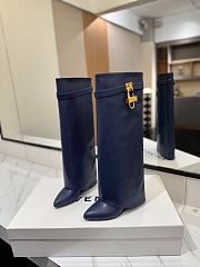 Givenchy Shark Lock boots in leather petrol blue gold hardware - 2