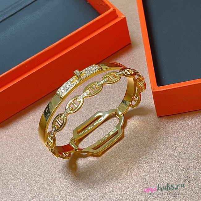 Hermes Double Tour Collier De Chien Diamond Bracelet - 1