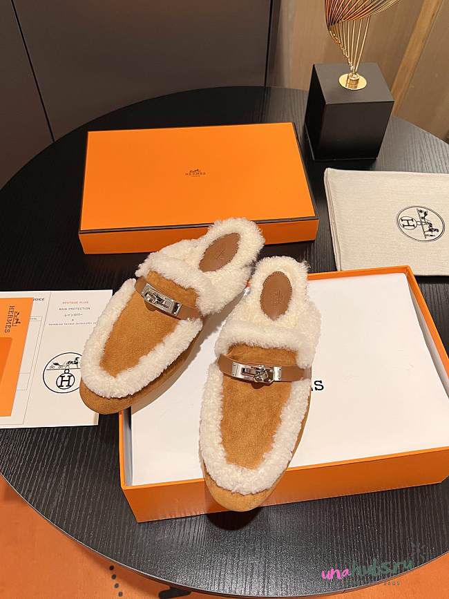 Hermes Shearling Mules 2 colors - 1