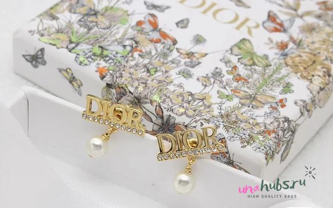 Dior Gold Pearl Earrings - 1