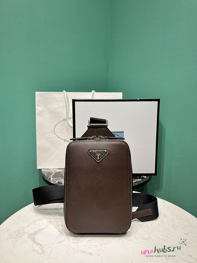 Prada Slingback Saffiano Brown Bag - 14x20x5cm - 1