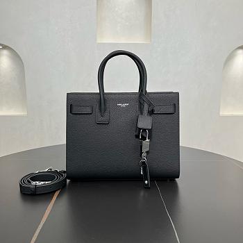 YSL Sac De Jour Black Grained Leather Bag - 26x21x13cm