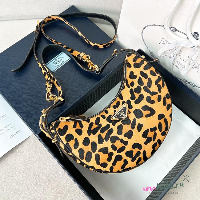 Prada Arqué Printed Leather Shoulder Bag - 22.5*18.5*6cm - 1