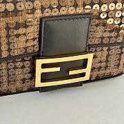 	 Fendi Fabric Jacquard Paillettes Vitello Seta Bag - 19.5x5x11cm - 5