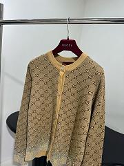 Gucci Embroidered Wool GG Jacquard Cardigan - 3