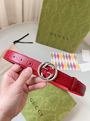 Gucci GG Ebony Red Leather Belt - 2