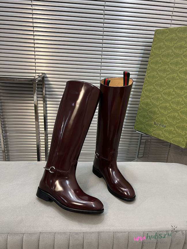 Gucci Horsebit Patent Leather Knee-high Boots - 1