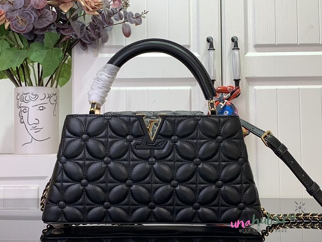Louis Vuitton Capucines East-West MM Black bloom effect - 33x19x9cm - 1