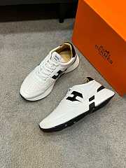 Hermes White Leather Sneakers  - 2