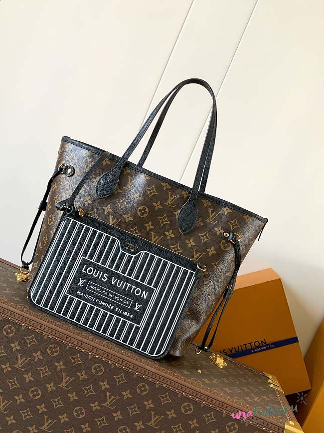 	 Louis Vuitton Neverfull With Pouch Black Color 32*27*14cm - 1