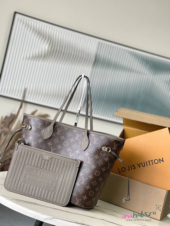 Louis Vuitton Neverfull With Pouch Grey Color 32*27*14cm - 1