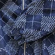Denim Fleece Blouson Laser Damier Argyle motif on indigo denim 1AGINP - 6