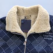 Denim Fleece Blouson Laser Damier Argyle motif on indigo denim 1AGINP - 5