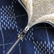Denim Fleece Blouson Laser Damier Argyle motif on indigo denim 1AGINP - 3