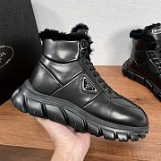 Prada Shearling-trimmed leather ankle boots - 5